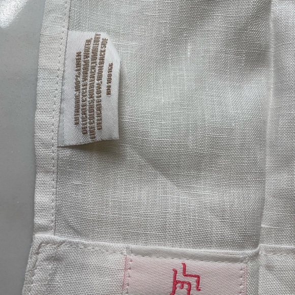 100% Linen White Hand Towel with pale grey Embroidery - Picture 3 of 4